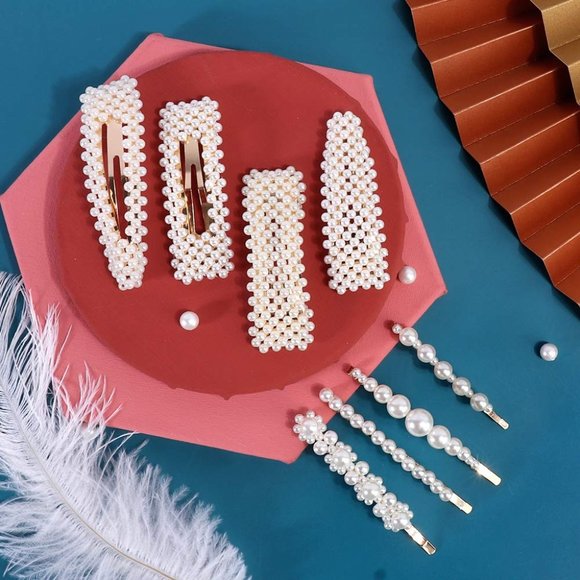 28 PCS Hingwah Pearls and Acrylic Resin Hair Clips, Handmade Hair Barret…